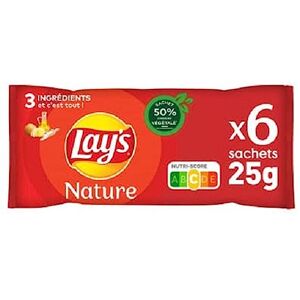 Lay's Chips nature 6 x 25 g Les 6 paquets de 25g - Publicité Lay's Chips nature 6 x 25 g Les 6 paquets de 25g - Publicité