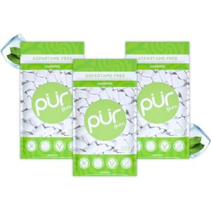 PUR Chewing-gum - Sans sucre - Menthe fraîche - 55 pièces (lot de 3) - Publicité PUR Chewing-gum - Sans sucre - Menthe fraîche - 55 pièces (lot de 3) - Publicité