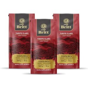 Café Britt ® – Café torréfié léger du Costa Rican (340,2 g) (lot de 3) – Grains entiers, café arabica, casher, sans gluten, 100 % gourmet et torréfié léger - Publicité Café Britt ® – Café torréfié léger du Costa Rican (340,2 g) (lot de 3) – Grains entiers, café arabica, casher, sans gluten, 100 % gourmet et torréfié léger - Publicité