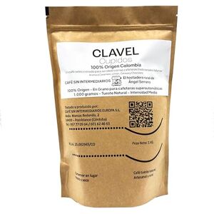 CAFE SIN INTERMEDIARIOS Clavel Café de Colombie En grains para machine automática 1Kg Torréfaction hebdomadaire Emballé et moulu à l'expédition Intensité de saveur faible - Publicité CAFE SIN INTERMEDIARIOS Clavel Café de Colombie En grains para machine automática 1Kg Torréfaction hebdomadaire Emballé et moulu à l'expédition Intensité de saveur faible - Publicité