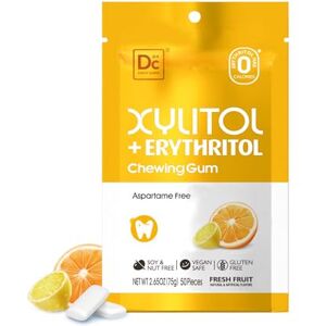 DC24 DAILY CARE Gomme à mâcher sans aspartame et sans sucre, avec xylitol et érythritol, faible en calories, sans sucre, saveurs fruitées fraîches, 50 pastilles (Lot de 1) - Publicité DC24 DAILY CARE Gomme à mâcher sans aspartame et sans sucre, avec xylitol et érythritol, faible en calories, sans sucre, saveurs fruitées fraîches, 50 pastilles (Lot de 1) - Publicité