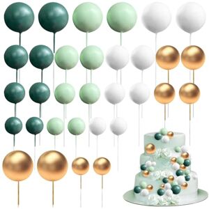 mizikuu Balle Gâteau Topper, 32 Pièces Mini Topper de Gâteau Multifonctionnel Cupcakes Toppers Balle Topper à Gâteau d’Insert DIY pour Gâteau d'anniversaire, Mariage, Fête(Vert Blanc Or) - Publicité mizikuu Balle Gâteau Topper, 32 Pièces Mini Topper de Gâteau Multifonctionnel Cupcakes Toppers Balle Topper à Gâteau d’Insert DIY pour Gâteau d'anniversaire, Mariage, Fête(Vert Blanc Or) - Publicité