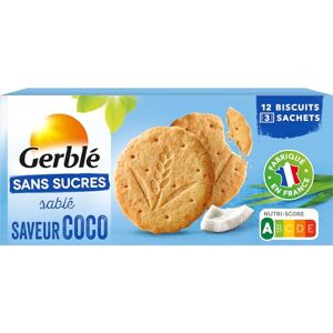 Gerblé Biscuits saveur Coco Sans Sucres, Sans huile de palme, 12 biscuits, 132g, 198916 - Publicité Gerblé Biscuits saveur Coco Sans Sucres, Sans huile de palme, 12 biscuits, 132g, 198916 - Publicité