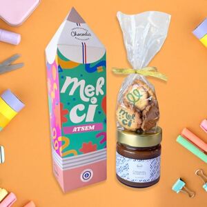 chocodic Coffret gourmand caramel et galettes au beurre personnalisées Chocolat Merci Maîtresse/Merci Maître/Merci Atsem (Version Merci Atsem) - Publicité chocodic Coffret gourmand caramel et galettes au beurre personnalisées Chocolat Merci Maîtresse/Merci Maître/Merci Atsem (Version Merci Atsem) - Publicité
