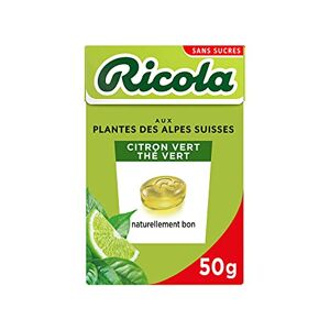 Ricola Bonbons aux Plantes Suisses Parfum Citron Vert Thé Vert Rafraîchissant Sans Sucres Boîte de 50g - Publicité