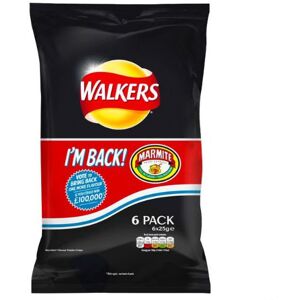 Walkers Marmite Lot de 6 chips 25 g Boîte de 15 - Publicité Walkers Marmite Lot de 6 chips 25 g Boîte de 15 - Publicité