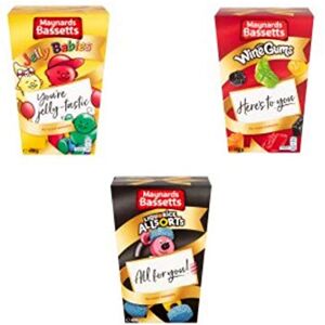 Maynards Bassetts Maynard Bassetts Jelly Babies Vin Gommes et réglisse Bundle Allsorts Carton Bundle Délicieuses gelées et gommes 2 boîtes de 400 g et 1 boîte de 460 g - Publicité Maynards Bassetts Maynard Bassetts Jelly Babies Vin Gommes et réglisse Bundle Allsorts Carton Bundle Délicieuses gelées et gommes 2 boîtes de 400 g et 1 boîte de 460 g - Publicité