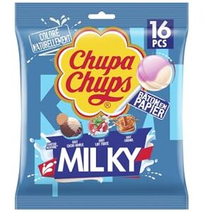 Chupa Chups MILK 1 sachet de 16 sucettes - Publicité Chupa Chups MILK 1 sachet de 16 sucettes - Publicité