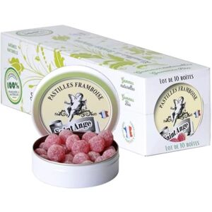 Saint Ange Lot de 10 boites Framboise Pastilles Saint-Ange Framboise Bonbons Traditionnels 100% Français Framboise - Publicité Saint Ange Lot de 10 boites Framboise Pastilles Saint-Ange Framboise Bonbons Traditionnels 100% Français Framboise - Publicité