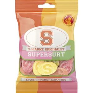 Candy S-Märke Super Surt Lot de 2 paquets de gommes suédoises 80 g - Publicité Candy S-Märke Super Surt Lot de 2 paquets de gommes suédoises 80 g - Publicité