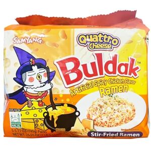SAMYANG Quattro Lot de 5 ramen Buldak saveur fromage - Publicité SAMYANG Quattro Lot de 5 ramen Buldak saveur fromage - Publicité