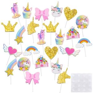 WOLMIK Lot de 24 décorations de cupcakes licorne Décoration de cupcake Décoration d'anniversaire Pour fête d'anniversaire, mariage, dessert - Publicité WOLMIK Lot de 24 décorations de cupcakes licorne Décoration de cupcake Décoration d'anniversaire Pour fête d'anniversaire, mariage, dessert - Publicité