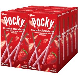 Glico Pocky Crunchy Bâtonnets à biscuits au chocolat enrobés fraise 50 ml - Publicité Glico Pocky Crunchy Bâtonnets à biscuits au chocolat enrobés fraise 50 ml - Publicité