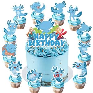 YUEcthynous Axolotl Lot de 13 décorations de cupcakes, animaux sauvages, anniversaire, fête prénatale, reptiles, amphibiens, animaux, décorations de fête, décorations d'anniversaire pour garçons et - Publicité YUEcthynous Axolotl Lot de 13 décorations de cupcakes, animaux sauvages, anniversaire, fête prénatale, reptiles, amphibiens, animaux, décorations de fête, décorations d'anniversaire pour garçons et - Publicité