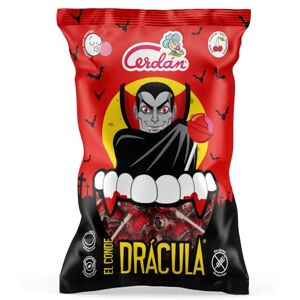 Caramelos Cerdán Bonbon Dur à Bâtons Mini Dracula Goût Cerise Remplis de Chewing-gum Sans Gluten et sans Allergènes Fêtes & Halloween Sachet 200 unités - Publicité Caramelos Cerdán Bonbon Dur à Bâtons Mini Dracula Goût Cerise Remplis de Chewing-gum Sans Gluten et sans Allergènes Fêtes & Halloween Sachet 200 unités - Publicité