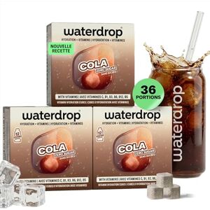 waterdrop MICRODRINK waterdrop® Cola Nouvelle Recette – 36 Pastilles Aromatisées pour l'Eau Sans Sucre, Cubes de Boisson pour Eau Aromatisée, Alternative aux Boissons Gazeuses avec Vitamines C et B, Zero Calorie - Publicité waterdrop MICRODRINK waterdrop® Cola Nouvelle Recette – 36 Pastilles Aromatisées pour l'Eau Sans Sucre, Cubes de Boisson pour Eau Aromatisée, Alternative aux Boissons Gazeuses avec Vitamines C et B, Zero Calorie - Publicité