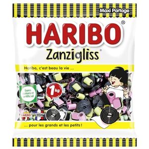 HARIBO Zanzigliss Assortiment De Bonbons Réglisse Sans Colorants Artificiels Sachet Vrac 1 kg - Publicité HARIBO Zanzigliss Assortiment De Bonbons Réglisse Sans Colorants Artificiels Sachet Vrac 1 kg - Publicité