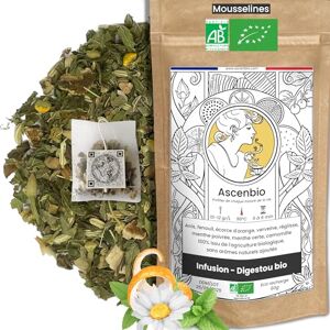 Ascenbio ✿ Infusion Digestou BIO ✿ Tisane Digestion Hydratation ✿ 30 sachets mousselines ✿ Préparé et conditionné en France ✿ Emballage biodégradable - Publicité Ascenbio ✿ Infusion Digestou BIO ✿ Tisane Digestion Hydratation ✿ 30 sachets mousselines ✿ Préparé et conditionné en France ✿ Emballage biodégradable - Publicité