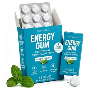 Hévidencia Energy Focus Pastilles, Pastilles à Suçer Caféine Naturelle, L-Théanine & Vitamines B, Énergie et Concentration, Menthe Fraîche, Sans Sucre, Vegan, 54 Pastilles - Publicité Hévidencia Energy Focus Pastilles, Pastilles à Suçer Caféine Naturelle, L-Théanine & Vitamines B, Énergie et Concentration, Menthe Fraîche, Sans Sucre, Vegan, 54 Pastilles - Publicité