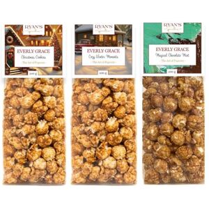 Everly Grace Popcorn Winter Bundle – Christmas Cookie, Bavarian Almond Symphony, Magical Chocolate Mint, chaque 100 g sachets de popcorn de notre manufacture à Augsbourg, Allemagne - Publicité Everly Grace Popcorn Winter Bundle – Christmas Cookie, Bavarian Almond Symphony, Magical Chocolate Mint, chaque 100 g sachets de popcorn de notre manufacture à Augsbourg, Allemagne - Publicité
