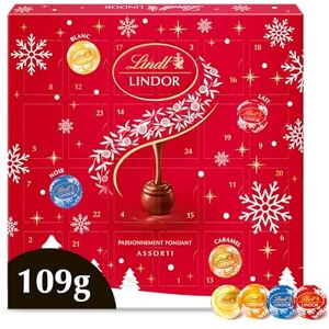 Lindt Calendrier de l'Avent LINDOR Assortiment de Chocolats au Lait, Noirs, Blancs, Caramel Idéal pour Noël, 109g - Publicité Lindt Calendrier de l'Avent LINDOR Assortiment de Chocolats au Lait, Noirs, Blancs, Caramel Idéal pour Noël, 109g - Publicité