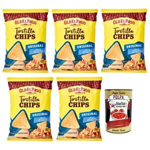 Italian Gourmet E.R. Old el Paso Lot de 5 chips tortillas originaux, spécialités mexicaines, chips de maïs, légèrement salés, snacks de maïs à tremper dans la sauce, sachet de 185 g + boîte de 400 g Gourmet italienne - Publicité Italian Gourmet E.R. Old el Paso Lot de 5 chips tortillas originaux, spécialités mexicaines, chips de maïs, légèrement salés, snacks de maïs à tremper dans la sauce, sachet de 185 g + boîte de 400 g Gourmet italienne - Publicité