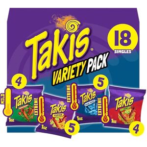 Takis Lot de 18 chips tortilla roulées aromatisées assorties (5) Fuego 28,3 g, (5) Blue Heat 28,3 g, (4) Nitro 28,3 g, (4) Fajitas croustillantes 28,3 g - Publicité Takis Lot de 18 chips tortilla roulées aromatisées assorties (5) Fuego 28,3 g, (5) Blue Heat 28,3 g, (4) Nitro 28,3 g, (4) Fajitas croustillantes 28,3 g - Publicité