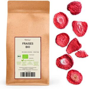 Kamelur BIO Fraises lyophilisées Chips de fraises bio dans un emballage biodégradable 500g - Publicité