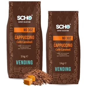 PRO DISTRI SCHO Cappuccino Café Aromatisé Caramel n°302 2x1kg de Poudre soluble pour Boisson Instantanée - Publicité PRO DISTRI SCHO Cappuccino Café Aromatisé Caramel n°302 2x1kg de Poudre soluble pour Boisson Instantanée - Publicité