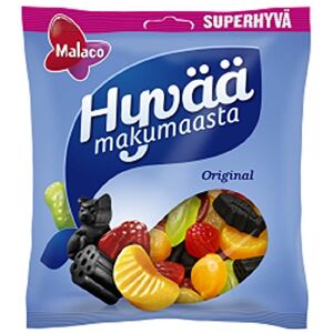 Malaco Hyväää Makumaasta – Original – Super mélange de bonbons au salmiac, à la réglisse et aux fruits – Sachet de 300 g - Publicité Malaco Hyväää Makumaasta – Original – Super mélange de bonbons au salmiac, à la réglisse et aux fruits – Sachet de 300 g - Publicité