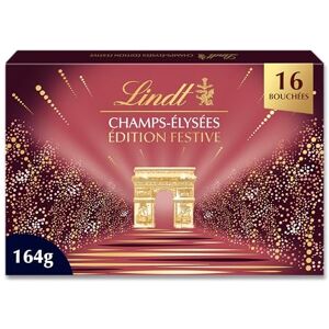 Lindt Boîte CHAMPS-ÉLYSÉES Édition Festive Assortiment de Chocolats au Lait Pralinés, Croustillants et Onctueux Idéal pour Noël, 164g - Publicité Lindt Boîte CHAMPS-ÉLYSÉES Édition Festive Assortiment de Chocolats au Lait Pralinés, Croustillants et Onctueux Idéal pour Noël, 164g - Publicité