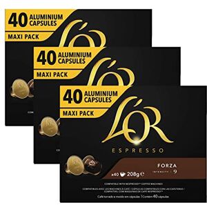 L'Or Espresso Coffee Forza Intensity 9 Lot de 3 boîtes de 40 capsules de café en aluminium (120 boissons) - Publicité L'Or Espresso Coffee Forza Intensity 9 Lot de 3 boîtes de 40 capsules de café en aluminium (120 boissons) - Publicité