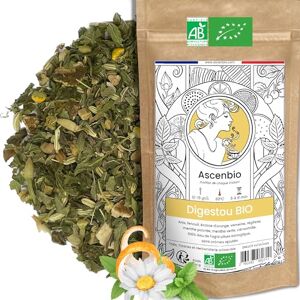 Ascenbio ✿ Infusion Digestou BIO ✿ Tisane Digestion Hydratation ✿ 180g vrac ✿ Préparé et conditionné en France ✿ Emballage biodégradable - Publicité Ascenbio ✿ Infusion Digestou BIO ✿ Tisane Digestion Hydratation ✿ 180g vrac ✿ Préparé et conditionné en France ✿ Emballage biodégradable - Publicité