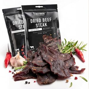 The Meat Makers Dried Beef Jerky Steak Mix 200g viande séchée de bœuf séché steak mix séché de bœuf séché pour les personnes collation à la viande séchée - Publicité The Meat Makers Dried Beef Jerky Steak Mix 200g viande séchée de bœuf séché steak mix séché de bœuf séché pour les personnes collation à la viande séchée - Publicité