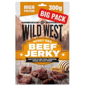 WILD WEST Beef Jerky, 300g Honey BBQ, high Protein Viande séchée, Beef Jerky Snack protéiné, Bœuf séché - Publicité WILD WEST Beef Jerky, 300g Honey BBQ, high Protein Viande séchée, Beef Jerky Snack protéiné, Bœuf séché - Publicité