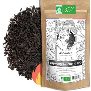 Ascenbio ✿ Thé Noir Fumé Lapsang Souchong Premium BIO Shaowu ✿ 180g vrac ✿ Préparé et conditionné en France ✿ Emballage biodégradable - Publicité Ascenbio ✿ Thé Noir Fumé Lapsang Souchong Premium BIO Shaowu ✿ 180g vrac ✿ Préparé et conditionné en France ✿ Emballage biodégradable - Publicité