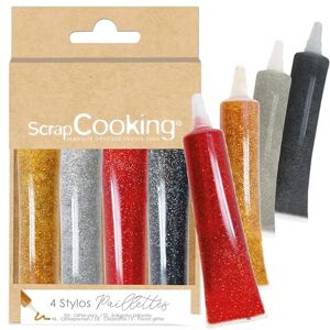 ScrapCooking 4 Stylos Pailletés Stylos Alimentaires Doré, Argenté, Rouge & Noir Crayons Pâtisserie Colorants Comestibles Noël, Anniversaire Écrire & Dessiner sur Gâteaux & Biscuits 7073 - Publicité ScrapCooking 4 Stylos Pailletés Stylos Alimentaires Doré, Argenté, Rouge & Noir Crayons Pâtisserie Colorants Comestibles Noël, Anniversaire Écrire & Dessiner sur Gâteaux & Biscuits 7073 - Publicité