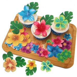 KLINNA Lot de 83 décorations de gâteau en papier comestible : 35 fleurs comestibles, 48 feuilles comestibles pour cupcakes, décorations d'anniversaire jungle, idéales pour les fêtes hawaïennes et les - Publicité KLINNA Lot de 83 décorations de gâteau en papier comestible : 35 fleurs comestibles, 48 feuilles comestibles pour cupcakes, décorations d'anniversaire jungle, idéales pour les fêtes hawaïennes et les - Publicité