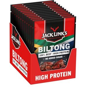Jack Link's Jack Link’s Biltong Jerky Original Pack de 12 (12 x 60 g) Snack de viande sans gluten Viande séchée riche en protéines pour le sport Snack protéiné pauvre en calories Chips de bœuf - Publicité Jack Link's Jack Link’s Biltong Jerky Original Pack de 12 (12 x 60 g) Snack de viande sans gluten Viande séchée riche en protéines pour le sport Snack protéiné pauvre en calories Chips de bœuf - Publicité