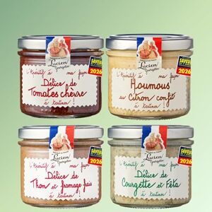 LUCIEN GEORGELIN Lot de 4 Tartinables Apéritif Houmous au Citron, Courgette-Feta, Tomate-Chèvre, Thon Fromage Frais Reconnus Saveurs de l'Année 2026-4x100g - Publicité LUCIEN GEORGELIN Lot de 4 Tartinables Apéritif Houmous au Citron, Courgette-Feta, Tomate-Chèvre, Thon Fromage Frais Reconnus Saveurs de l'Année 2026-4x100g - Publicité