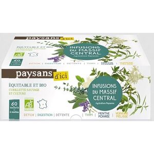 PAYSANS D'ICI Infusions du Massif Central bio x 60 sachets - Publicité PAYSANS D'ICI Infusions du Massif Central bio x 60 sachets - Publicité
