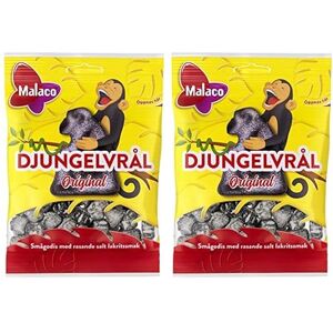 Malaco Djungelvral Supersalty Réglisse 80G Paquet de 2 - Publicité Malaco Djungelvral Supersalty Réglisse 80G Paquet de 2 - Publicité