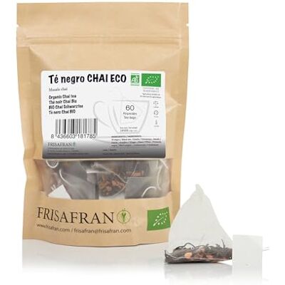 FRISAFRAN Thé Noir Chai Bio en Pyramide 60 Unités 120g Sachets Antioxydant et Énergisant Naturel Décaféiné Détox Sans Additifs Aux Épices Mélange Instantané - Publicité FRISAFRAN Thé Noir Chai Bio en Pyramide 60 Unités 120g Sachets Antioxydant et Énergisant Naturel Décaféiné Détox Sans Additifs Aux Épices Mélange Instantané - Publicité
