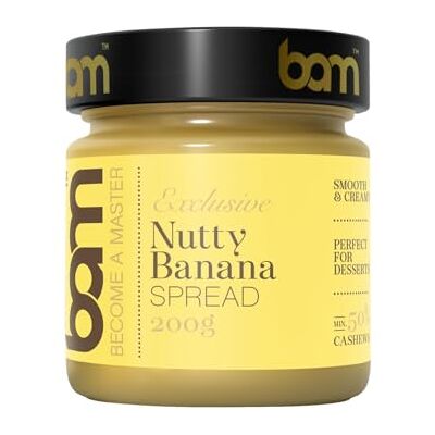 BAM Pâte à Tartiner aux Fruits à Coque de Qualité Supérieure – Parfaite pour Topping, Croissant, Dessert – 200g, Banane aux fruits secs - Publicité BAM Pâte à Tartiner aux Fruits à Coque de Qualité Supérieure – Parfaite pour Topping, Croissant, Dessert – 200g, Banane aux fruits secs - Publicité