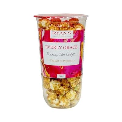 Everly Grace Popcorn – Birthday Cake Confetti, 60 g – Gobelets de popcorn à la vanille et aux éclats de sucre de notre manufacture à Augsbourg, Allemagne - Publicité Everly Grace Popcorn – Birthday Cake Confetti, 60 g – Gobelets de popcorn à la vanille et aux éclats de sucre de notre manufacture à Augsbourg, Allemagne - Publicité