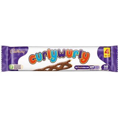 Cadbury Barre de Chocolat Curly Wurly Paquet de 4 99 g Lot de 7 - Publicité Cadbury Barre de Chocolat Curly Wurly Paquet de 4 99 g Lot de 7 - Publicité