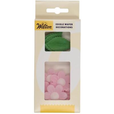 Wilton Edible Wafer Decorations Flowers et Leafs Pink: Fleurs et feuilles en papier comestible roses, Décorations en papier gaufrette, Impeccable pour décorer des gâteaux et cupcakes Lot de 11 - Publicité Wilton Edible Wafer Decorations Flowers et Leafs Pink: Fleurs et feuilles en papier comestible roses, Décorations en papier gaufrette, Impeccable pour décorer des gâteaux et cupcakes Lot de 11 - Publicité