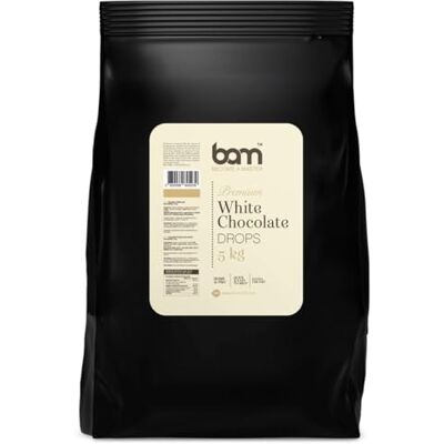 BAM Pépites de Chocolat Blanc – Chocolat Pâtissier pour Desserts, Ganaches, Crèmes et Fruits – Chocolat de Couverture de Qualité – 5kg - Publicité BAM Pépites de Chocolat Blanc – Chocolat Pâtissier pour Desserts, Ganaches, Crèmes et Fruits – Chocolat de Couverture de Qualité – 5kg - Publicité