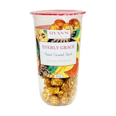 Everly Grace Popcorn – Peanut Caramel Swirl, 60 g – Gobelet de popcorn au caramel et au beurre de cacahuète, produit en Allemagne - Publicité Everly Grace Popcorn – Peanut Caramel Swirl, 60 g – Gobelet de popcorn au caramel et au beurre de cacahuète, produit en Allemagne - Publicité