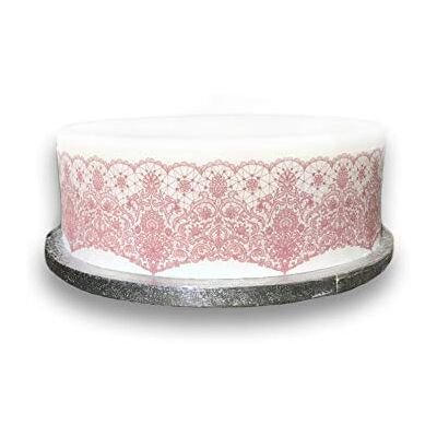 Top That Feuille de décoration comestible rose effet dentelle – Parfait pour les grands gâteaux – Facile à utiliser - Publicité Top That Feuille de décoration comestible rose effet dentelle – Parfait pour les grands gâteaux – Facile à utiliser - Publicité